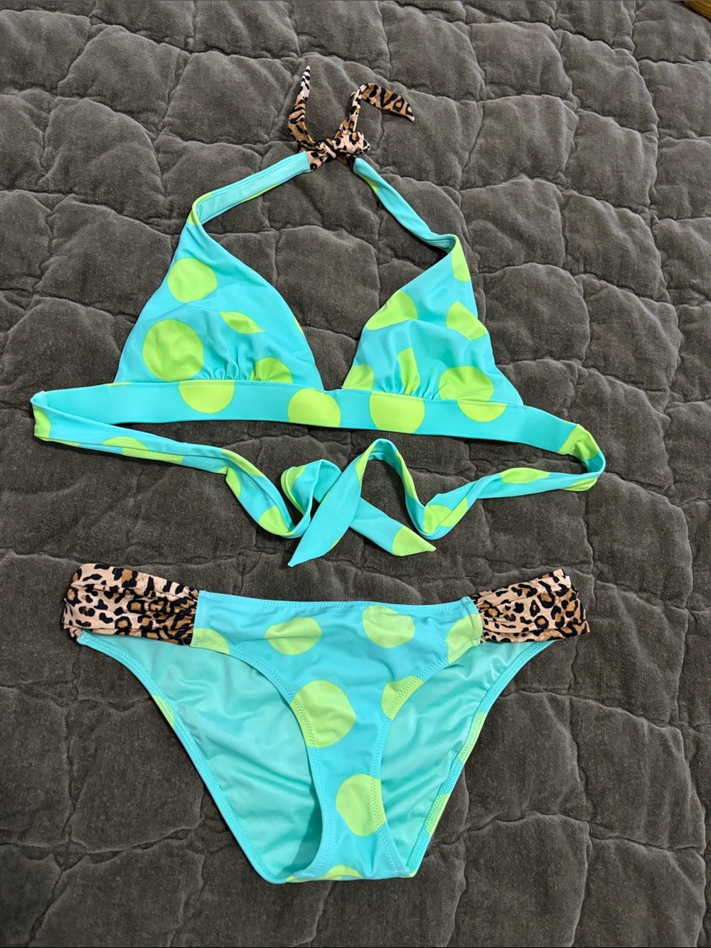Victoria’s Secret polka dot animal print bikini Top-M Bottom-S resort vacation